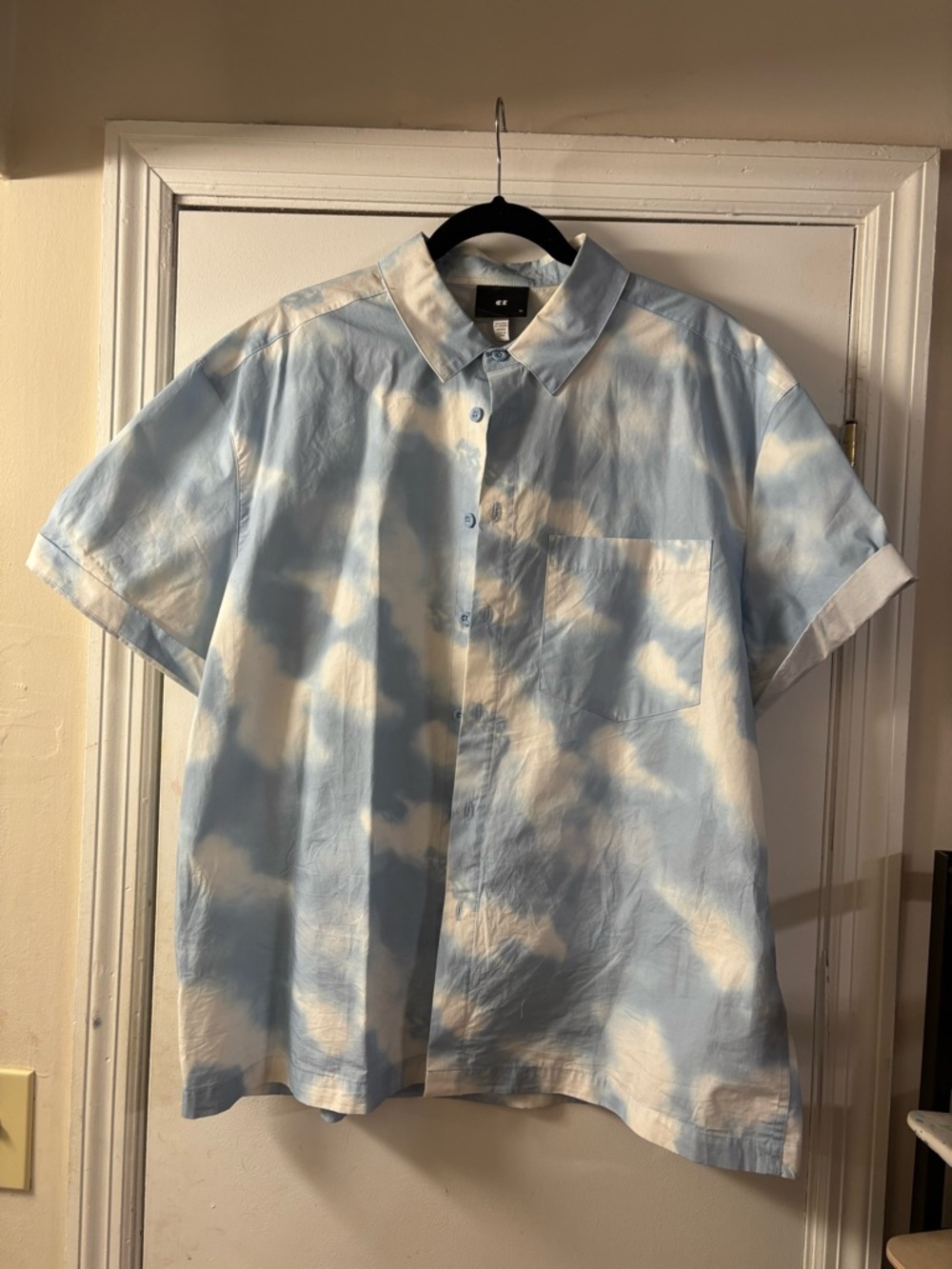 Lazy Oaf Blue Cloud Print Button-Down Shirt - Picture 3 of 3